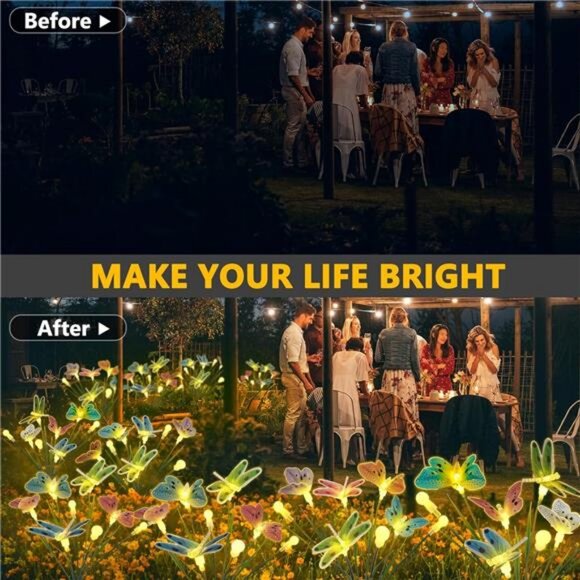 Solar Garden Lights, 4 Packs 32 LEDs Solar Swaying Lights with Flexible Wire - Picture 4 of 7